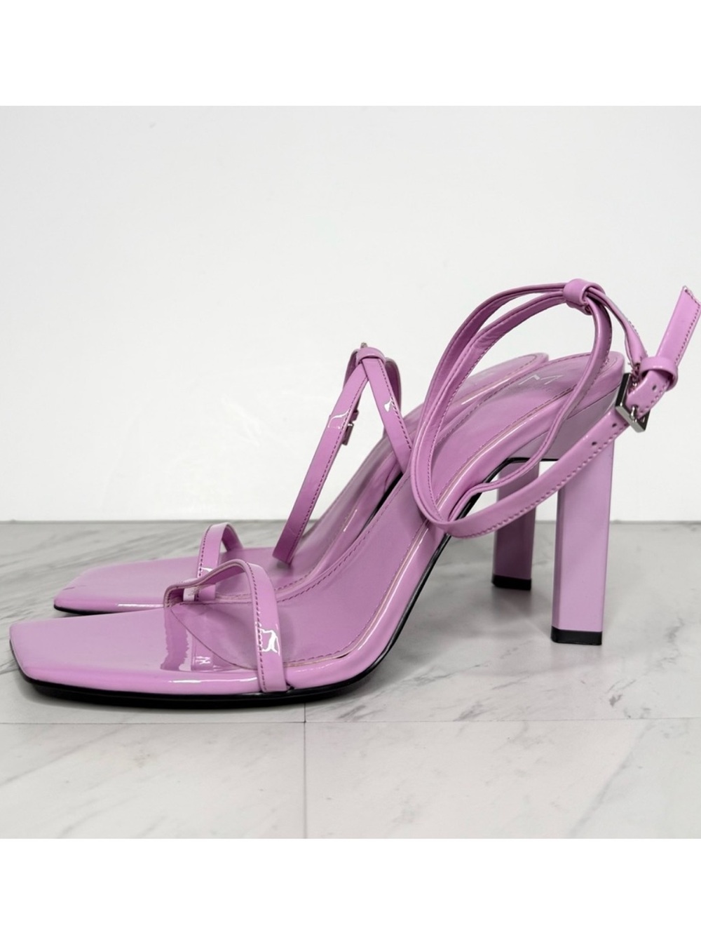 Marc Fisher Arthur Purple Square Toe Heeled Sandal 9 1/2 M